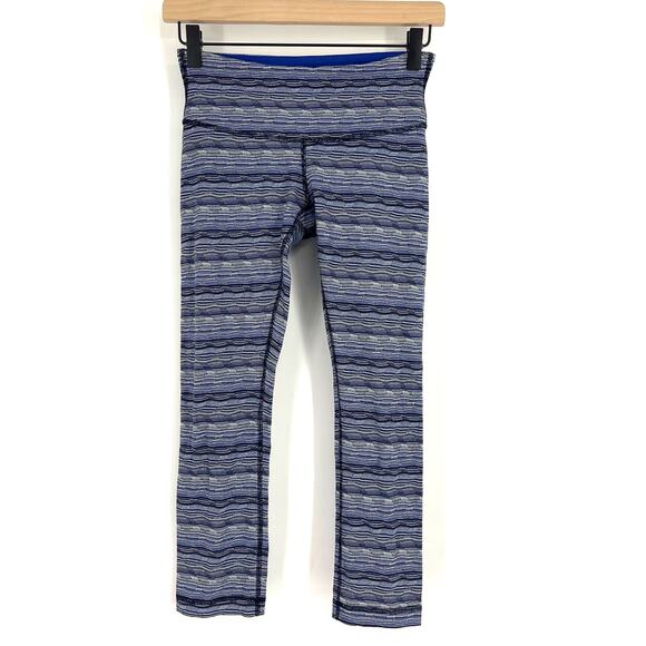 Lululemon Wunder Under Crop High Rise 22" Space Dye Twist Sapphire Blue Size 4 - Picture 1 of 6